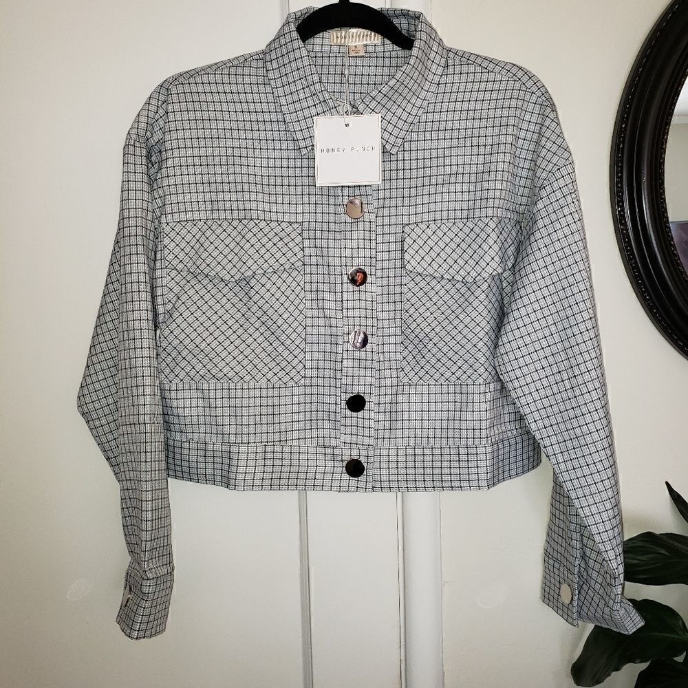 Honey Punch Crop Snap Front Jacket Top